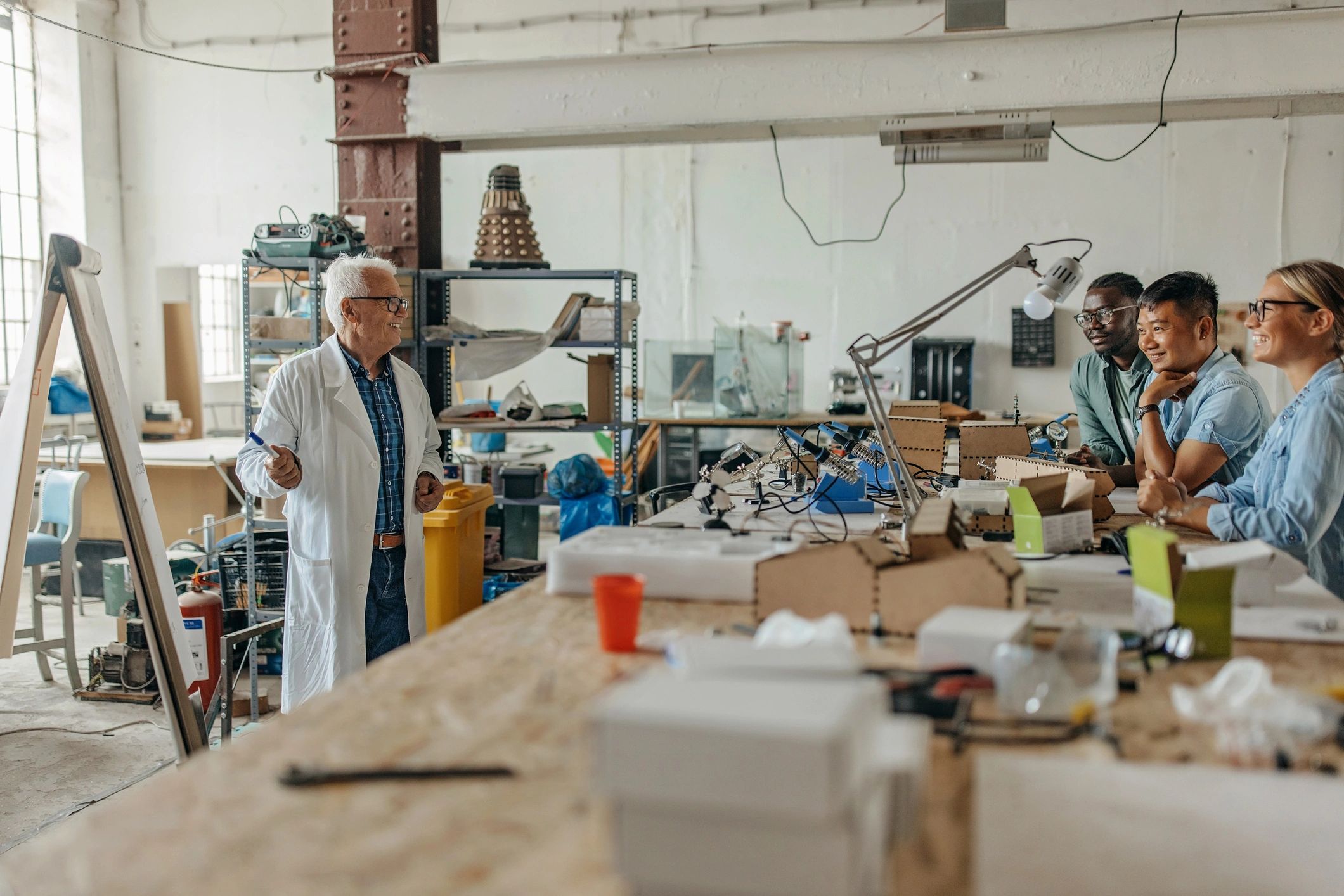 Instructor leading an electronics training session